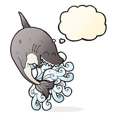 cartoon shark with thought bubble