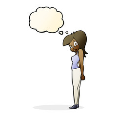 cartoon pretty woman  with thought bubble