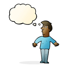 cartoon surprised man with thought bubble