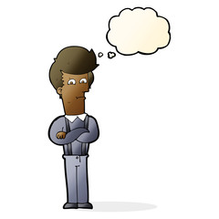 cartoon annoyed man with thought bubble