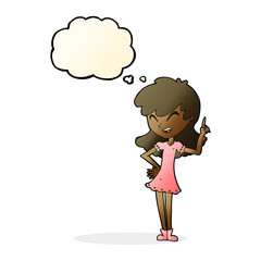 cartoon girl making point with thought bubble