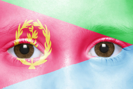 human's face with eritrean flag - Powered by Adobe