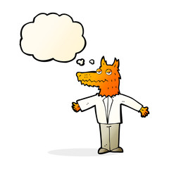 cartoon wolf with thought bubble