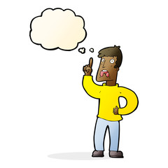 cartoon man with complaint with thought bubble