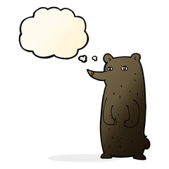 funny cartoon black bear with thought bubble