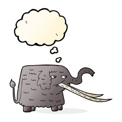 cartoon woolly mammoth with thought bubble