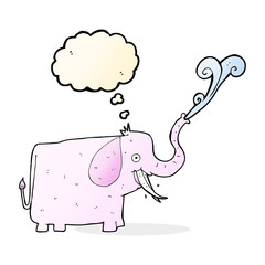 cartoon happy elephant with thought bubble