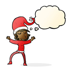 santa's helper cartoon with thought bubble
