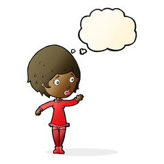 cartoon pretty woman with thought bubble