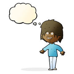 cartoon excited man with thought bubble