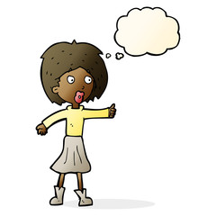 cartoon woman  with thought bubble