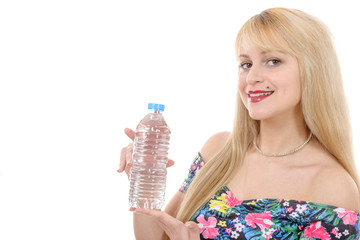portrait of young woman with a bottle of water.