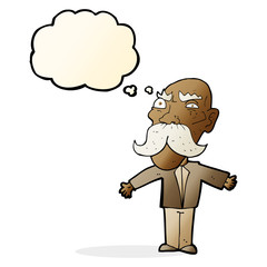 cartoon angry old man with thought bubble