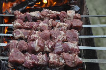 fresh meat marinated with onions and spices for barbecue