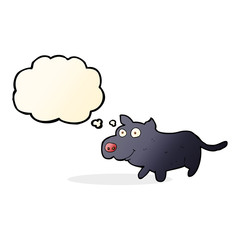 cartoon happy little dog with thought bubble