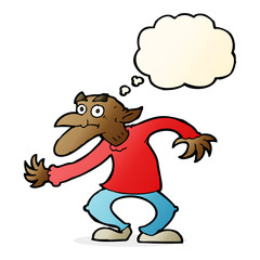 cartoon goblin with thought bubble