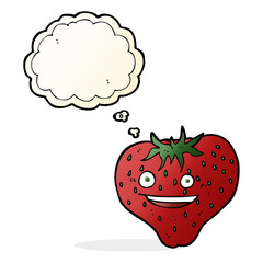 cartoon strawberry with thought bubble