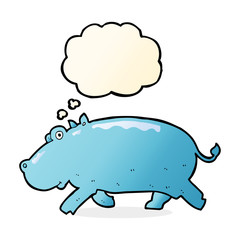 cartoon hippopotamus with thought bubble