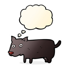 cartoon little dog with thought bubble