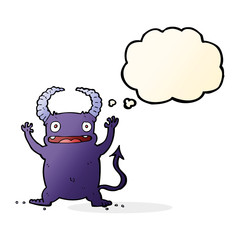 cartoon little devil with thought bubble