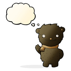 cartoon cute black bear with thought bubble