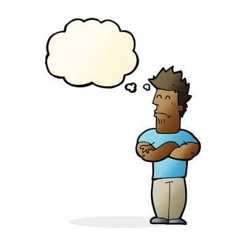 recommend clip art: cartoon sulking man with thought bubble