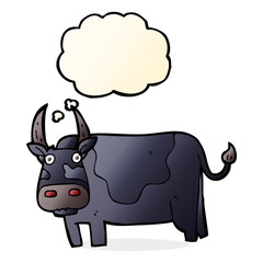 cartoon bull with thought bubble