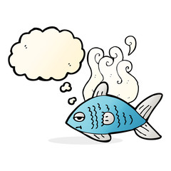 cartoon funny fish with thought bubble
