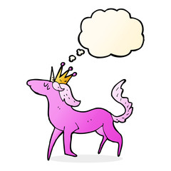 cartoon unicorn with thought bubble