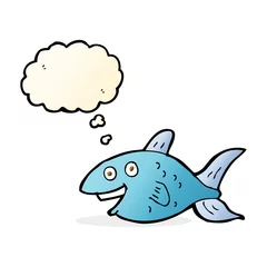 Rolgordijnen cartoon fish with thought bubble © lineartestpilot