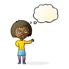 cartoon bored woman with thought bubble