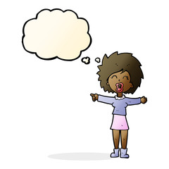 cartoon stressed out woman talking with thought bubble