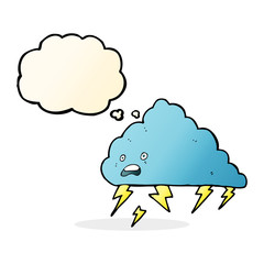 cartoon thundercloud with thought bubble