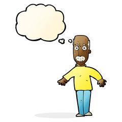 cartoon annoyed old man with thought bubble