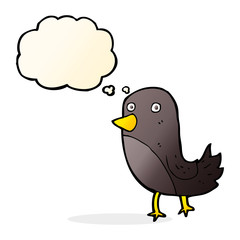 cartoon bird with thought bubble