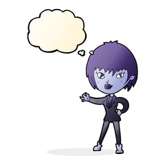 cartoon vampire girl with thought bubble