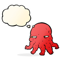 cartoon alien face with thought bubble