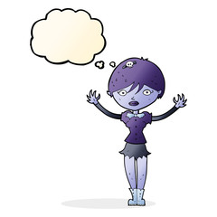 cartoon vampire girl with thought bubble