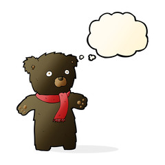 cartoon cute black bear with thought bubble