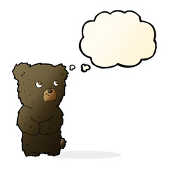 cartoon black bear cub with thought bubble