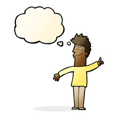 cartoon man with idea with thought bubble