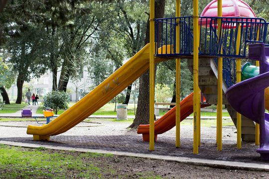 Colorful kids playground in the park