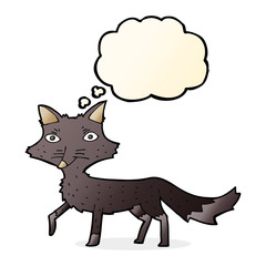 cartoon little wolf with thought bubble