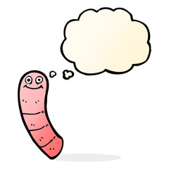 cartoon worm with thought bubble