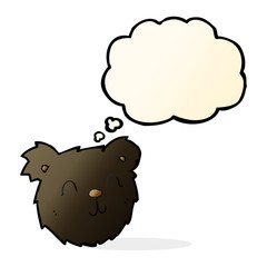 cartoon happy black bear face with thought bubble