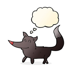 cartoon little wolf with thought bubble