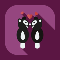 Flat modern design with shadow icons panda love