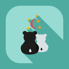 Flat modern design with shadow icons panda love