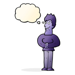 cartoon vampire with thought bubble