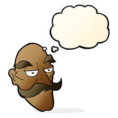 cartoon old man face with thought bubble